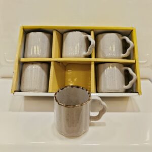 Elegant Ceramic Cup Set of 6 Brown