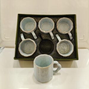 Elegant Ceramic Cup Set of 6 Blue