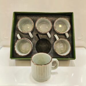 Elegant Ceramic Cup Set of 6 Grey