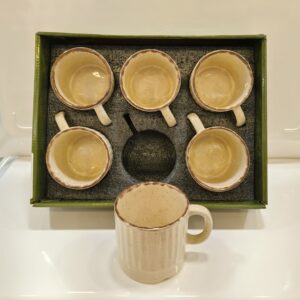 Elegant Ceramic Cup Set of 6 Beige