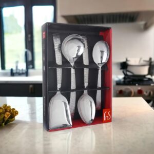 FnS Madrid Premium Stainless Steel Hammerd Design on Handle 4 pcs Serving Spoon Set