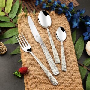 FnS - Stainless Steel, Madrid Style - Cutlery Set with Stand, 24 Pieces, Silver Color