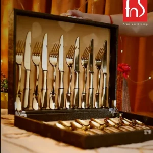 FNS Aurik 24 pcs Gold Plated Premium Cutlery Set with Box