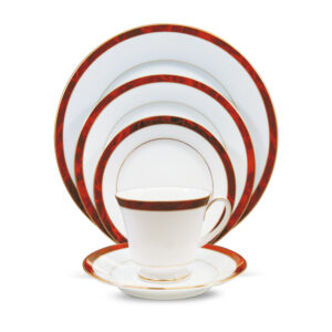 Noritake Marble Red Porcelain 12 Pcs Cup Saucer