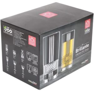 RCR Cristalleria Italiana Brillante Crystal Hi Ball Glass, Set of 6. 370 ml
