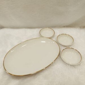 Vola 4 pcs platter set, 1 oval platter + 3 dip bowls.
