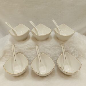 Vola Ice cream set, 6 bowls + 6 spoons Pure porcelain