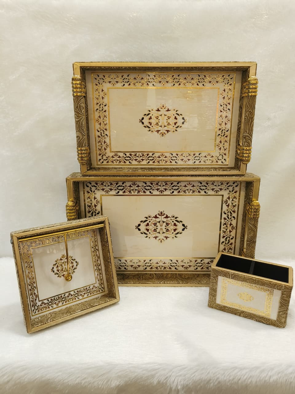 Leatherette Tableware & Organizer Set of 4